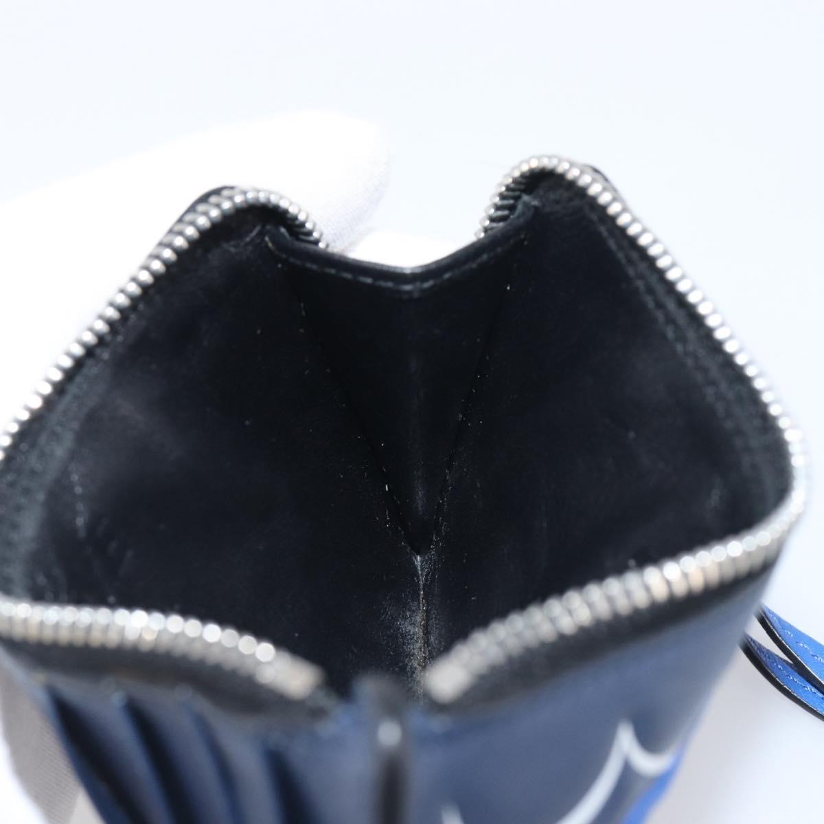 LOEWE William de Morgan Card Coin Case Leather Navy Silver Auth 200667M