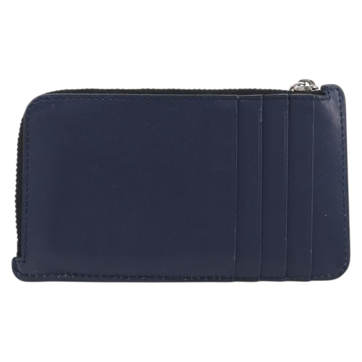 LOEWE William de Morgan Card Coin Case Leather Navy Silver Auth 200667M