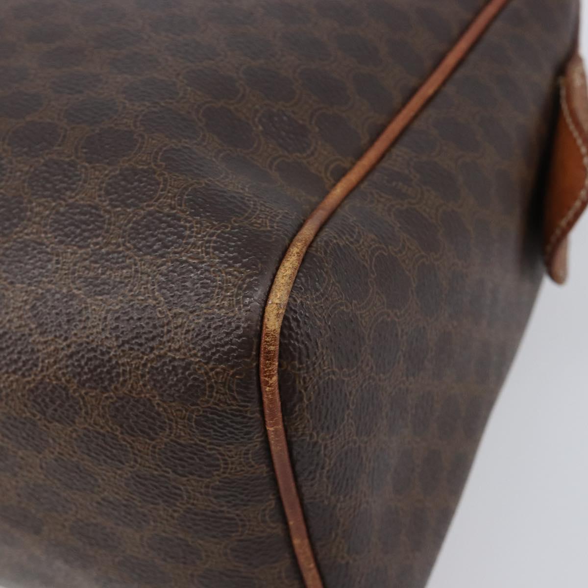 CELINE Macadam Canvas Boston Bag PVC Leather Brown Gold Auth 200674