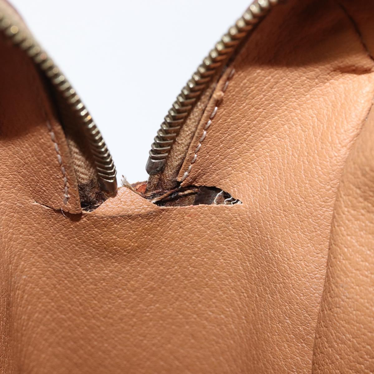 CELINE Macadam Canvas Boston Bag PVC Leather Brown Gold Auth 200674