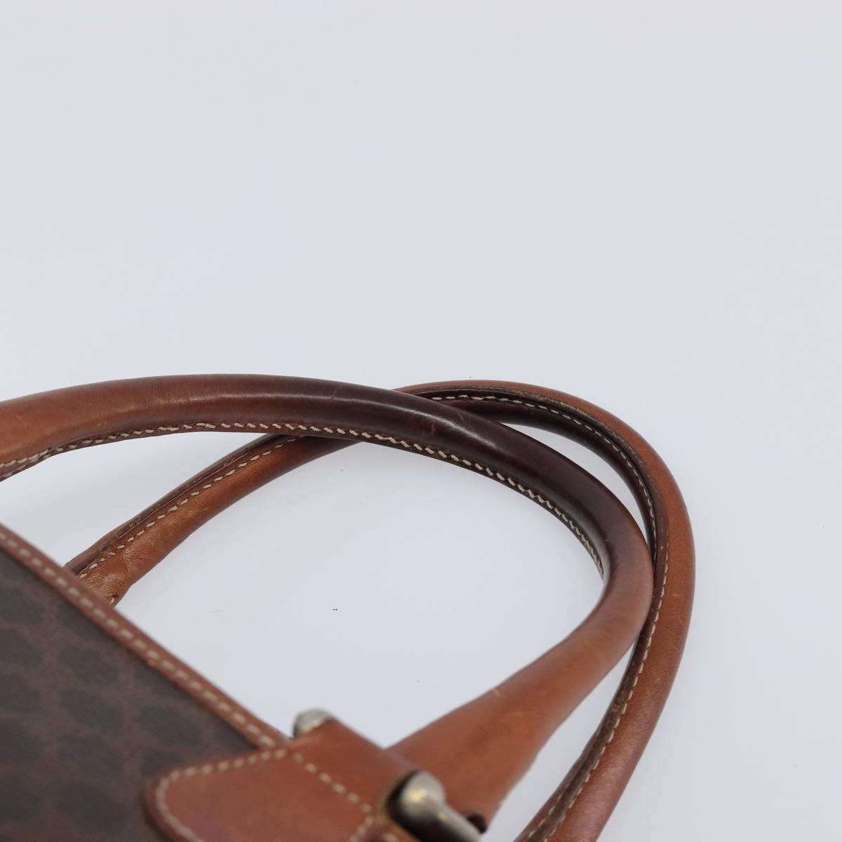 CELINE Macadam Canvas Boston Bag PVC Leather Brown Gold Auth 200674