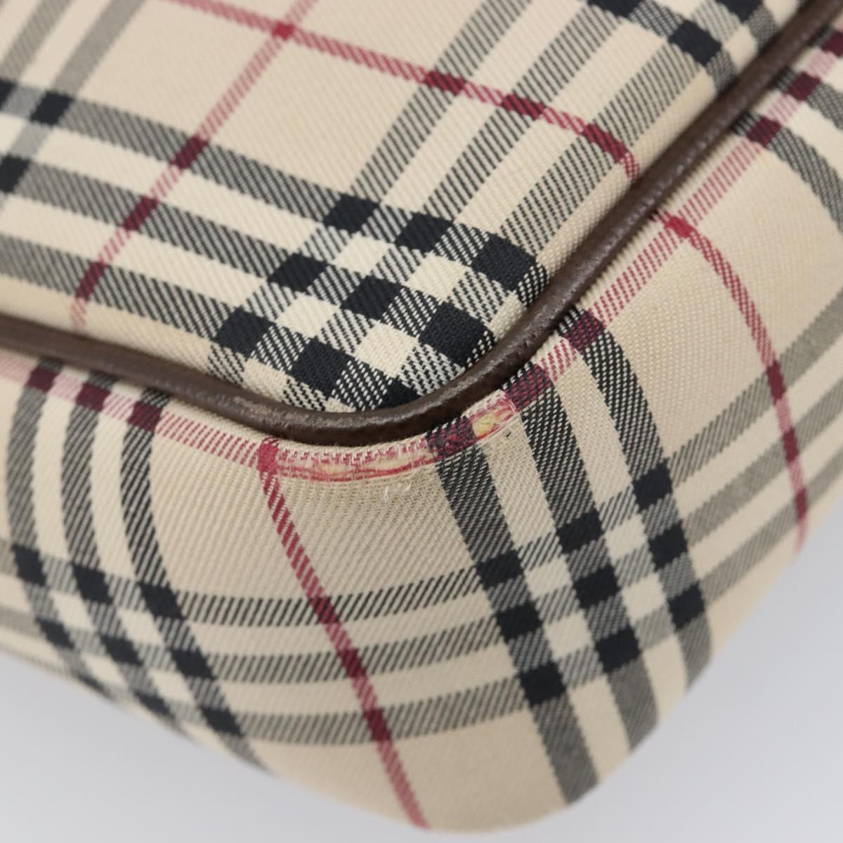 BURBERRY Nova Check Shoulder Bag Canvas Beige Silver Auth 200675