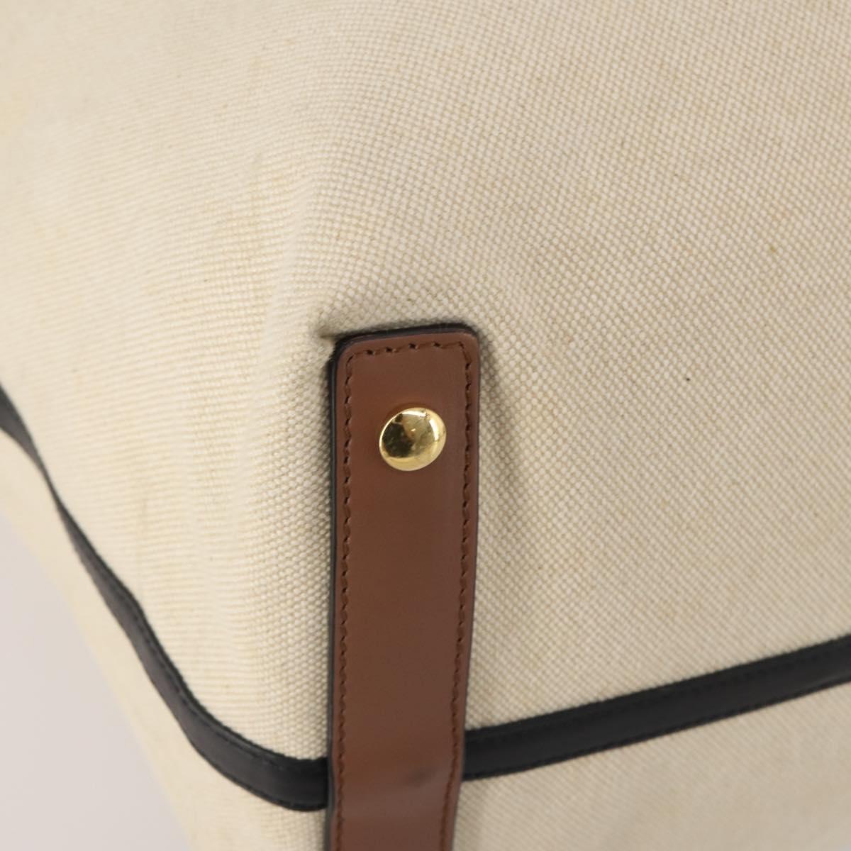 BURBERRY Tote Bag Canvas Beige Gold Auth 200677A