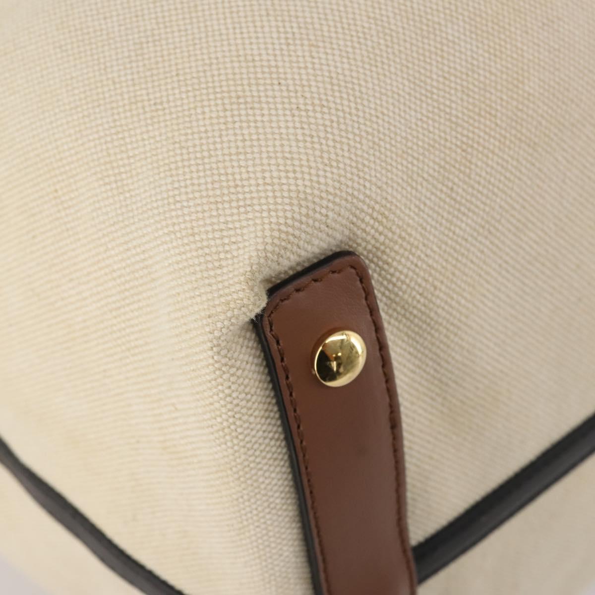 BURBERRY Tote Bag Canvas Beige Gold Auth 200677A