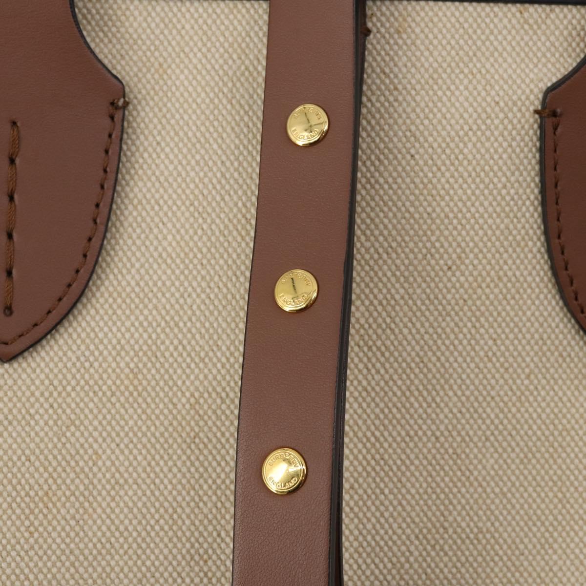BURBERRY Tote Bag Canvas Beige Gold Auth 200677A