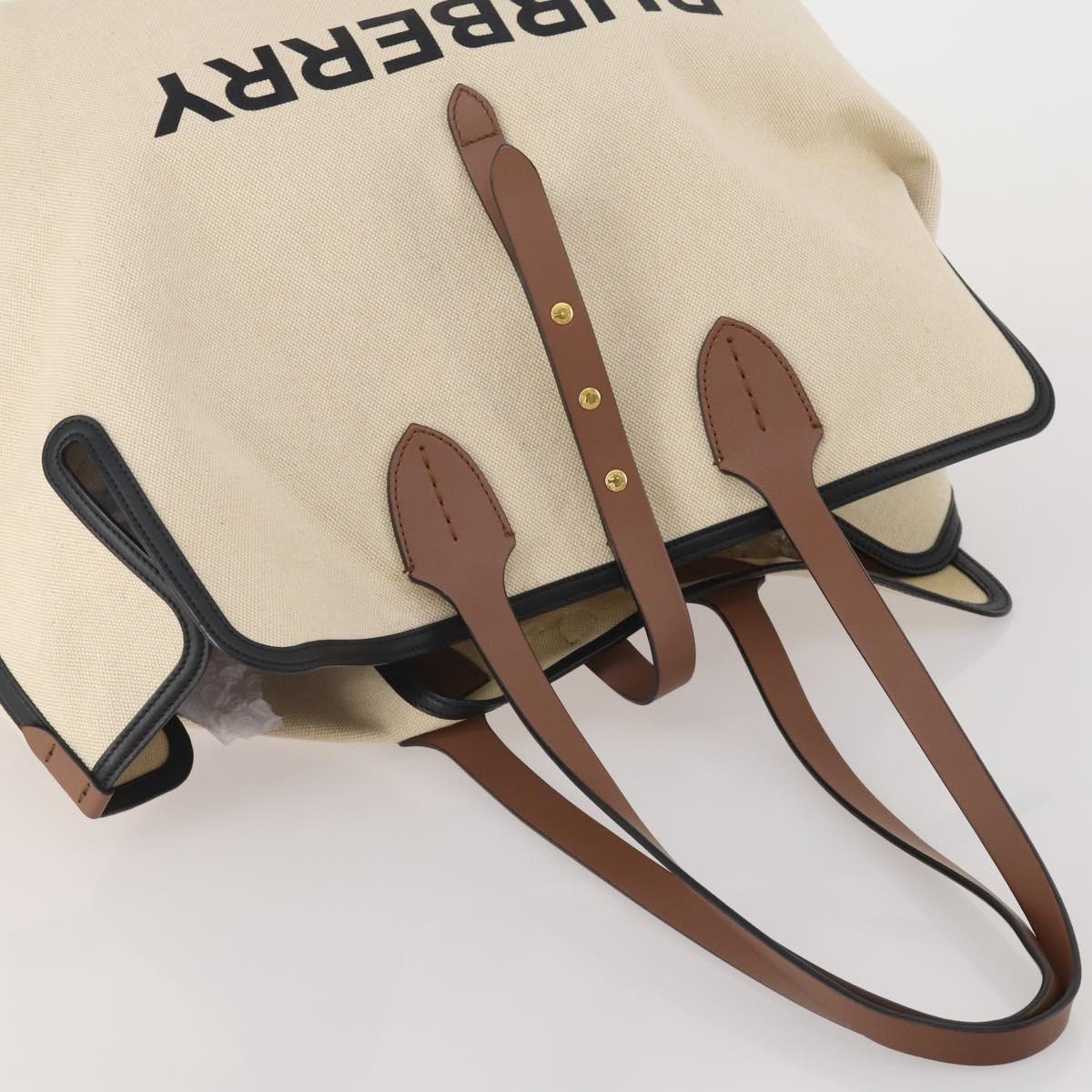 BURBERRY Tote Bag Canvas Beige Gold Auth 200677A