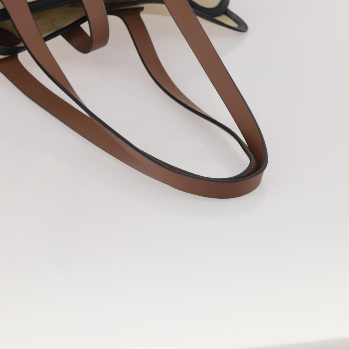 BURBERRY Tote Bag Canvas Beige Gold Auth 200677A