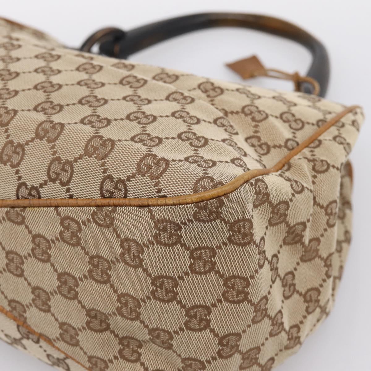 GUCCI GG Canvas Wood Handle Hand Bag Canvas Beige 106494 Auth 200679V