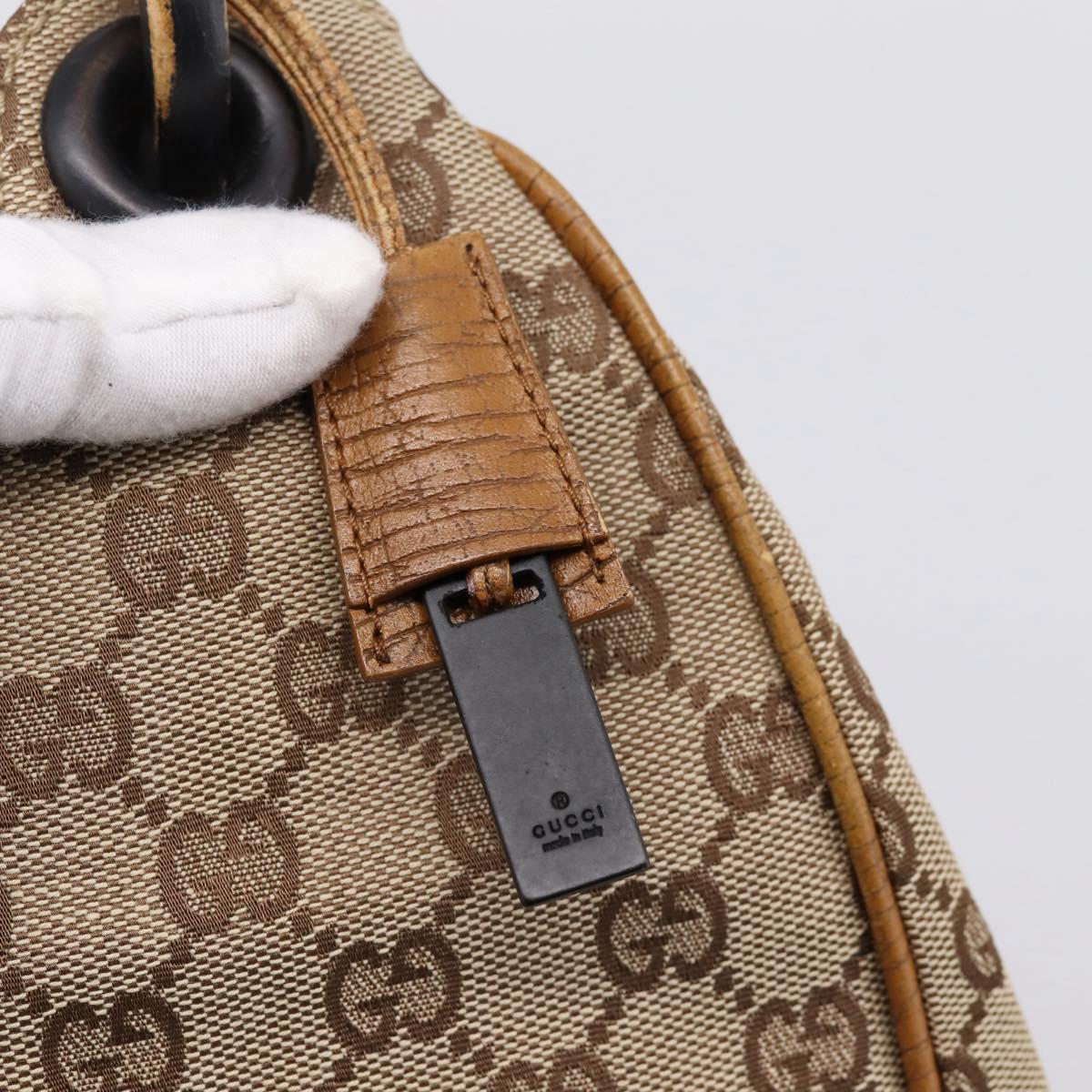 GUCCI GG Canvas Wood Handle Hand Bag Canvas Beige 106494 Auth 200679V