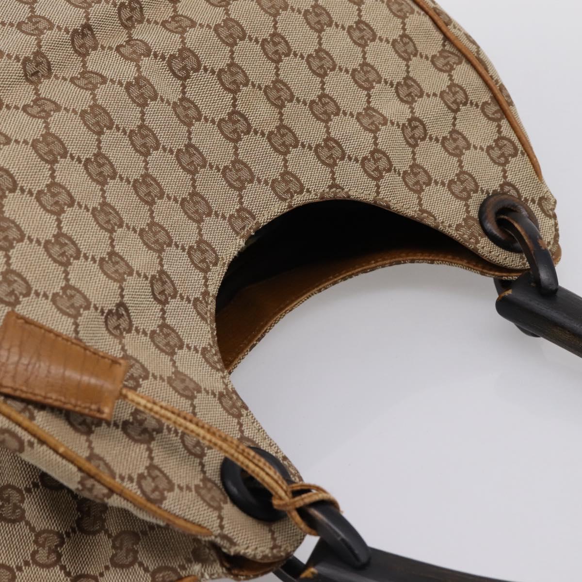 GUCCI GG Canvas Wood Handle Hand Bag Canvas Beige 106494 Auth 200679V