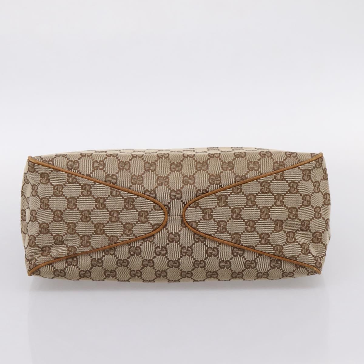 GUCCI GG Canvas Wood Handle Hand Bag Canvas Beige 106494 Auth 200679V