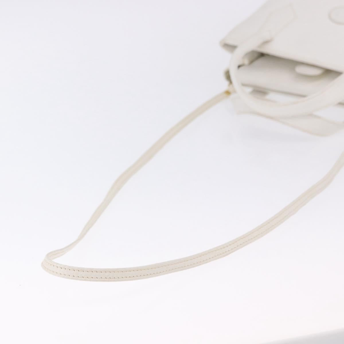 FENDI Hand Bag Leather 2way White Gold Auth 200680