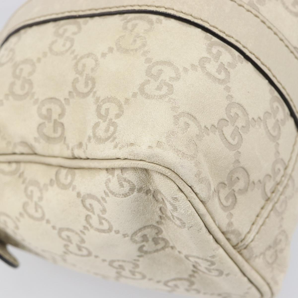 GUCCI GG Canvas Guccissima Boston Bag Leather Ivory Gold 193604 Auth 200681