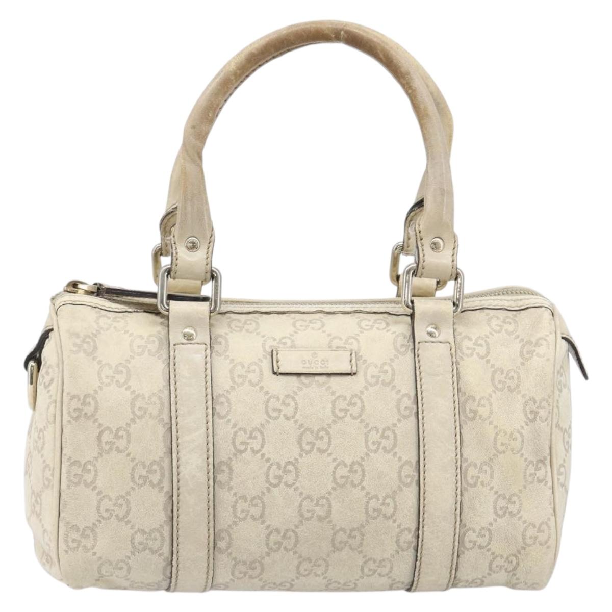 GUCCI GG Canvas Guccissima Boston Bag Leather Ivory Gold 193604 Auth 200681