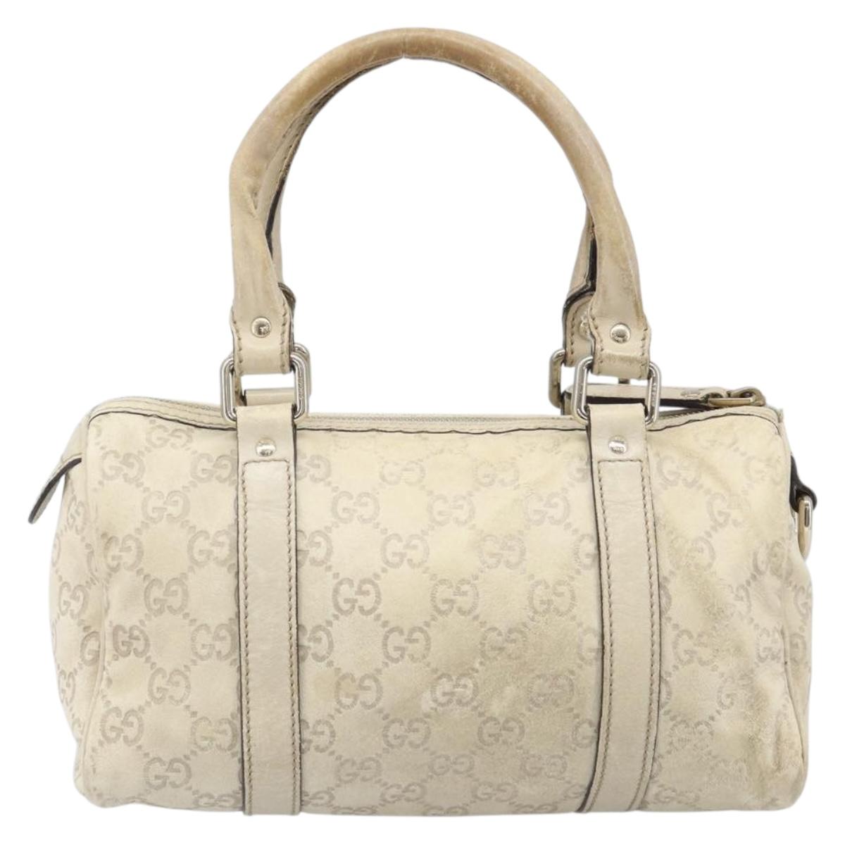 GUCCI GG Canvas Guccissima Boston Bag Leather Ivory Gold 193604 Auth 200681