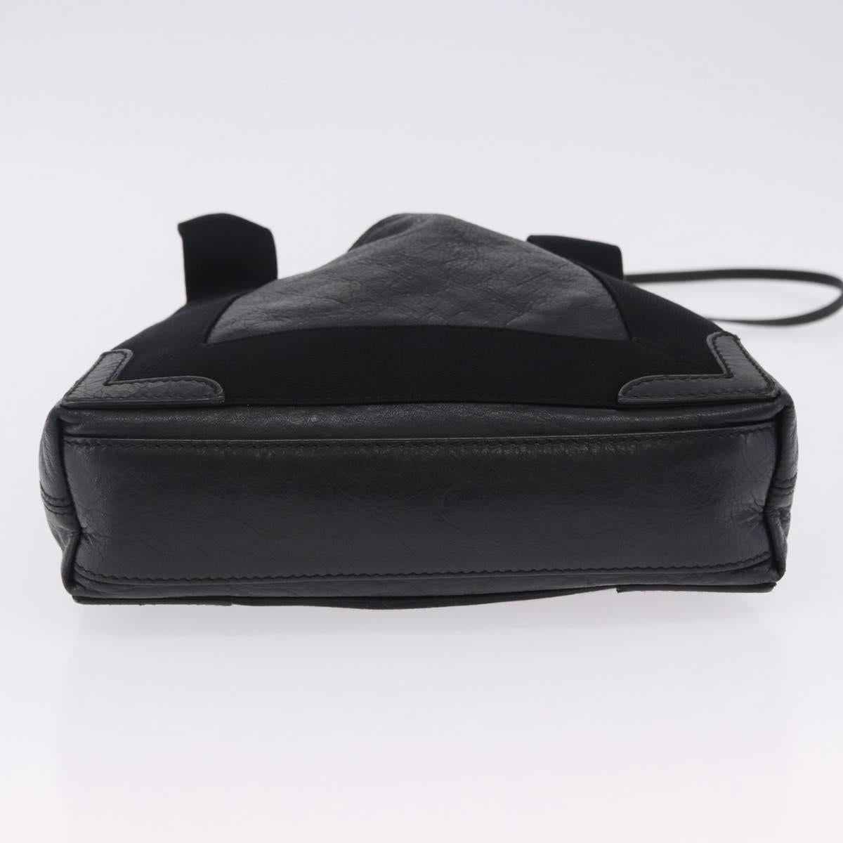 BALENCIAGA Navy Cabas XS Hand Bag Leather 2way Black Silver 542018 Auth 200682A
