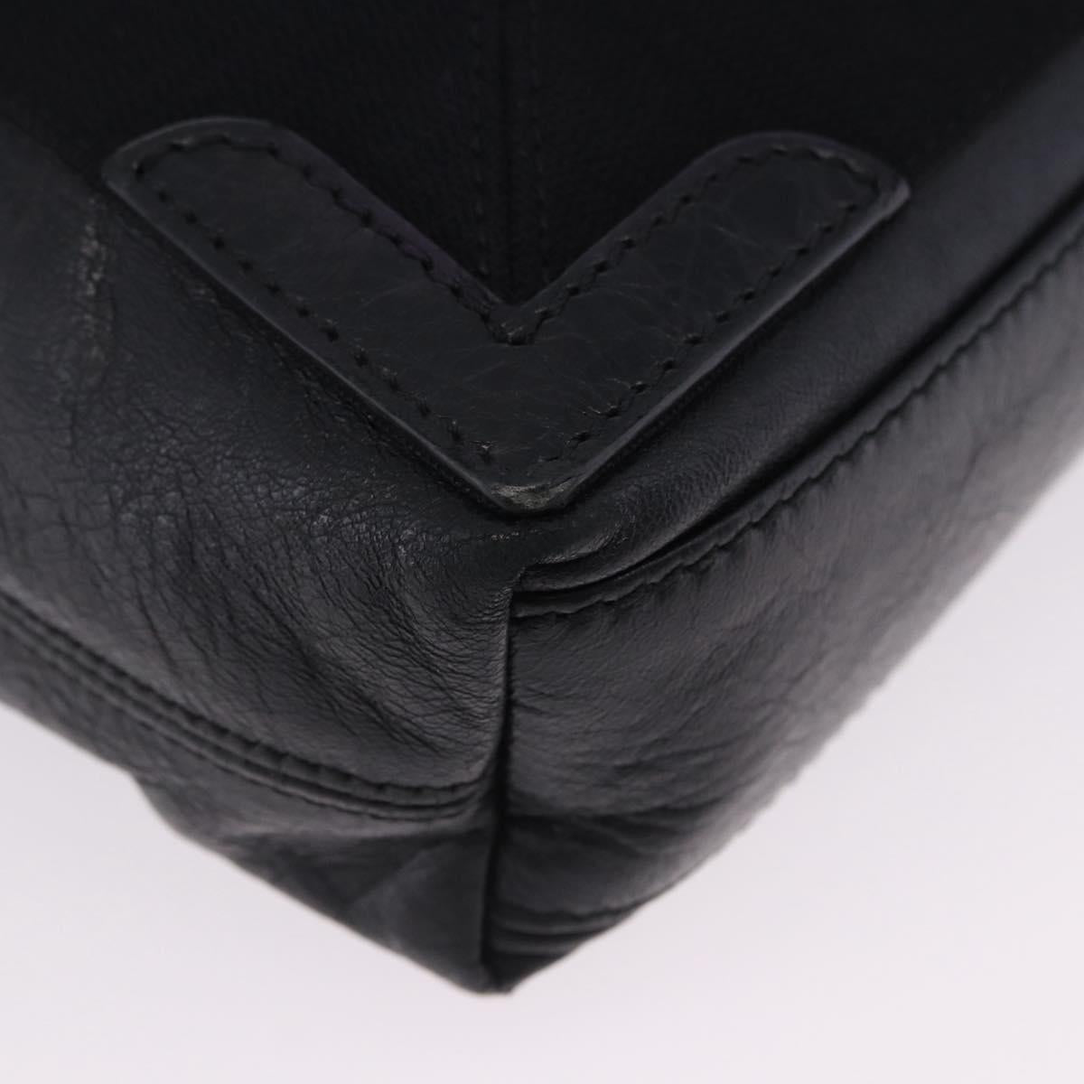 BALENCIAGA Navy Cabas XS Hand Bag Leather 2way Black Silver 542018 Auth 200682A
