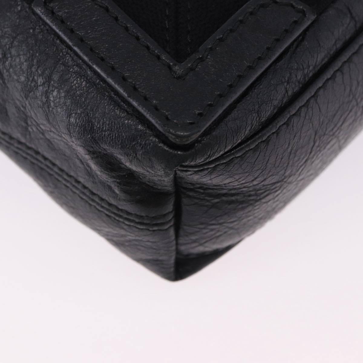 BALENCIAGA Navy Cabas XS Hand Bag Leather 2way Black Silver 542018 Auth 200682A