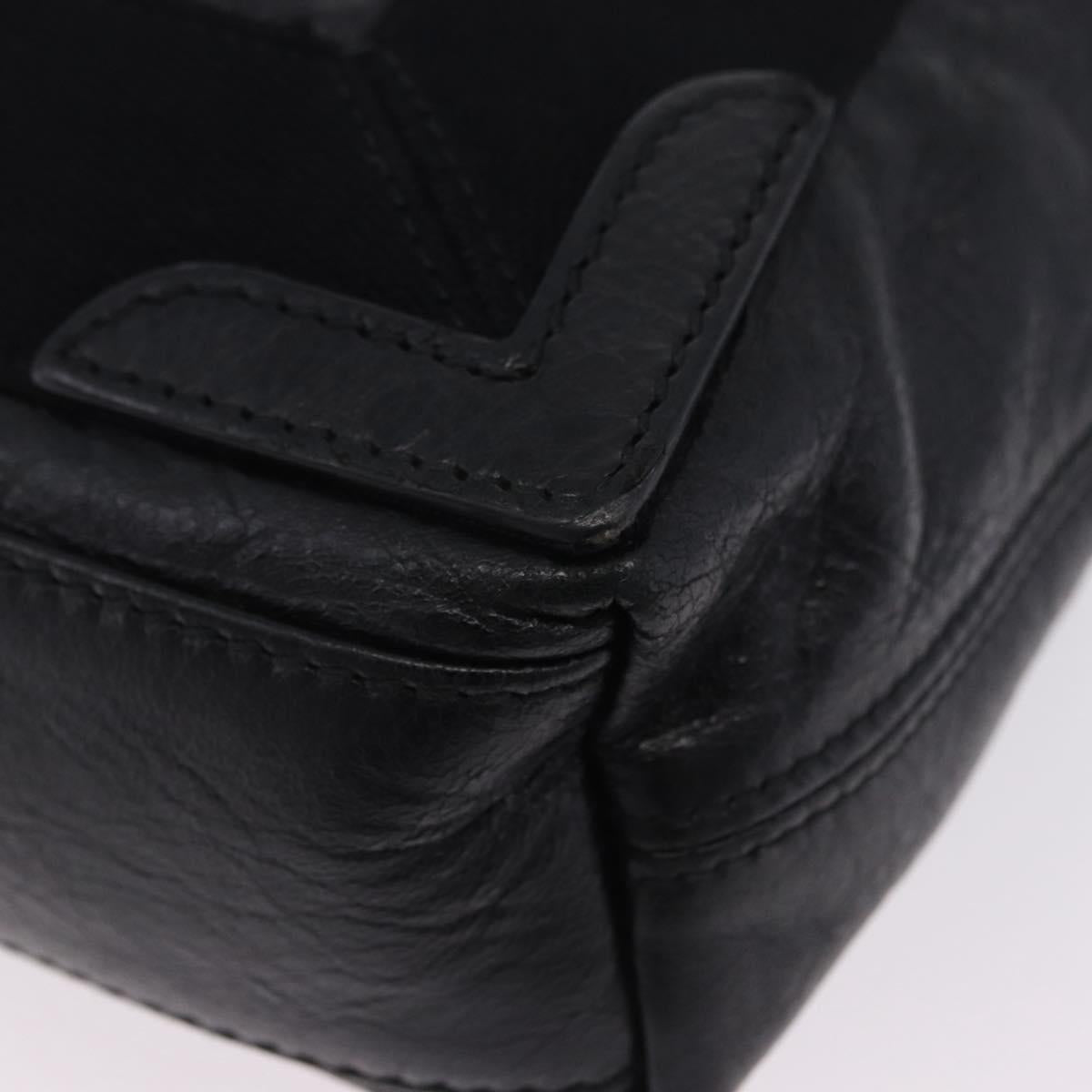 BALENCIAGA Navy Cabas XS Hand Bag Leather 2way Black Silver 542018 Auth 200682A