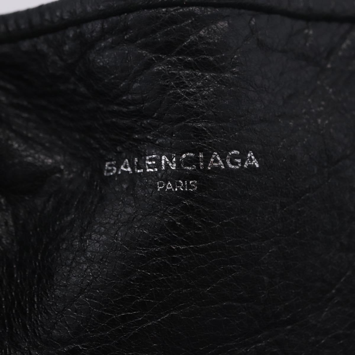 BALENCIAGA Navy Cabas XS Hand Bag Leather 2way Black Silver 542018 Auth 200682A