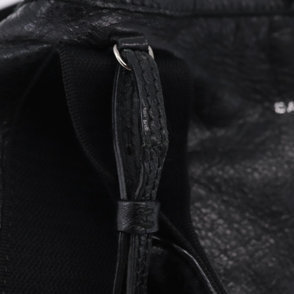 BALENCIAGA Navy Cabas XS Hand Bag Leather 2way Black Silver 542018 Auth 200682A