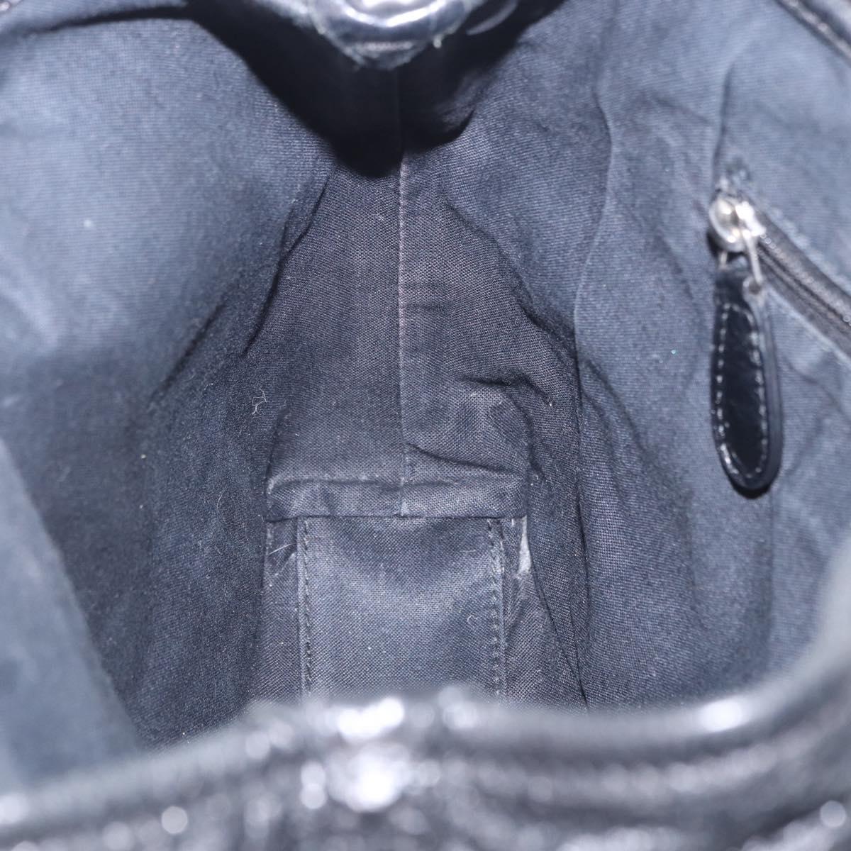 BALENCIAGA Navy Cabas XS Hand Bag Leather 2way Black Silver 542018 Auth 200682A