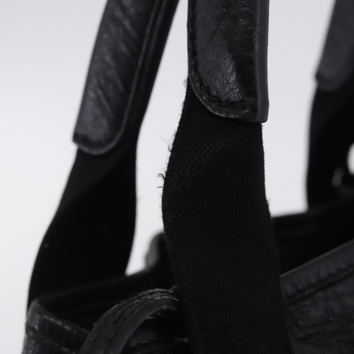 BALENCIAGA Navy Cabas XS Hand Bag Leather 2way Black Silver 542018 Auth 200682A