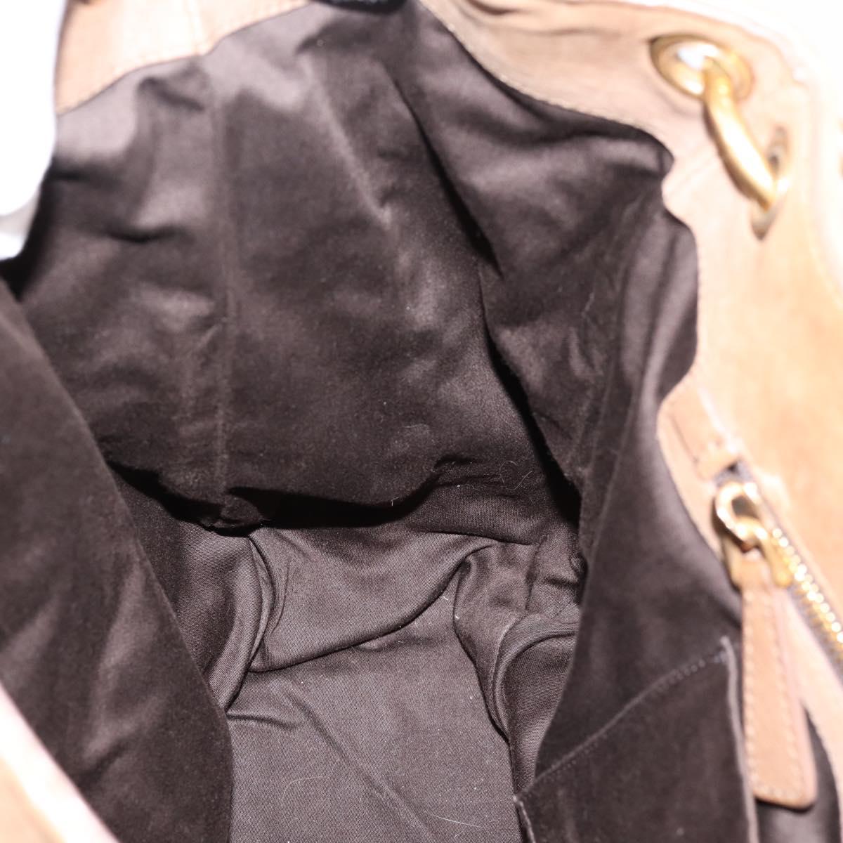 Miu Miu Tote Bag Leather Gold Brown Auth 200683A