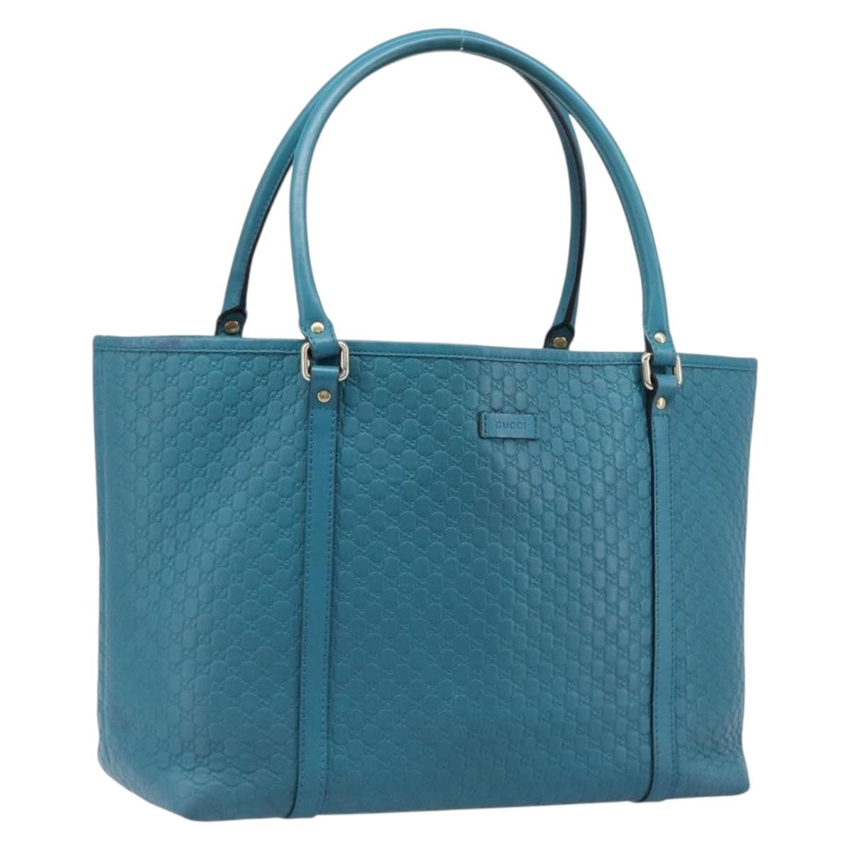 GUCCI Micro GG Canvas Guccissima Outlet Turquoise Blue 449647 Auth 200684A