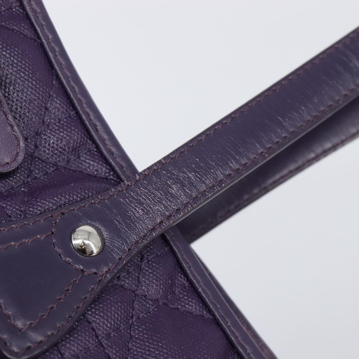 Christian Dior Canage Panarea Tote Bag Coated Canvas Purple Silver Auth 200685V