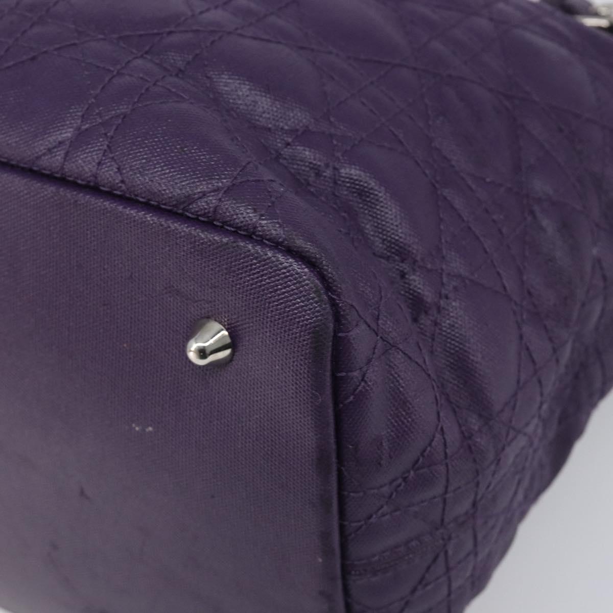 Christian Dior Canage Panarea Tote Bag Coated Canvas Purple Silver Auth 200685V