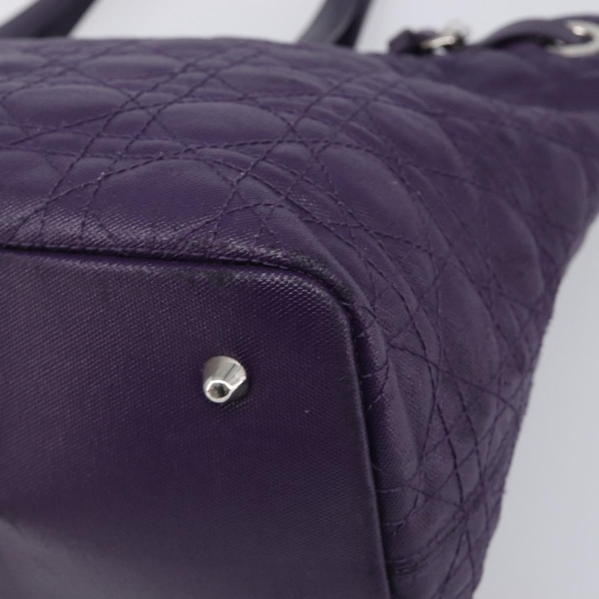 Christian Dior Canage Panarea Tote Bag Coated Canvas Purple Silver Auth 200685V
