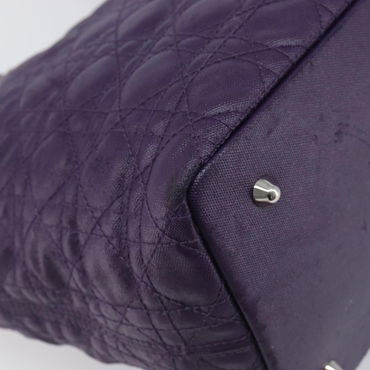 Christian Dior Canage Panarea Tote Bag Coated Canvas Purple Silver Auth 200685V