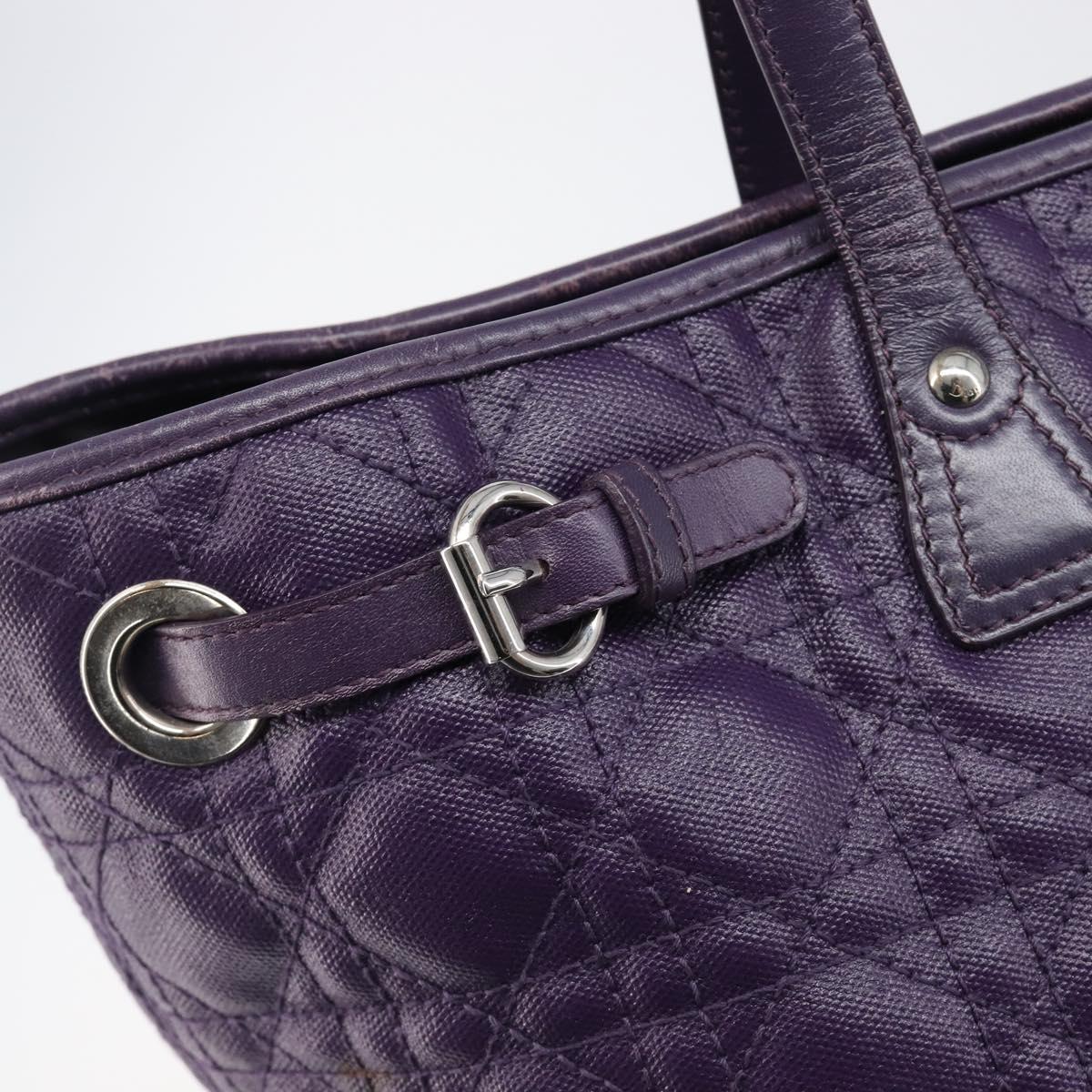 Christian Dior Canage Panarea Tote Bag Coated Canvas Purple Silver Auth 200685V