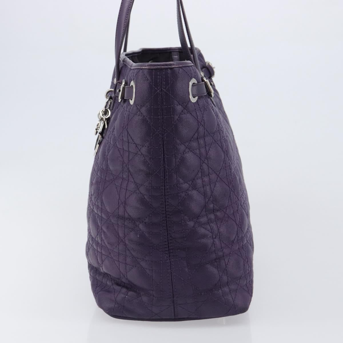 Christian Dior Canage Panarea Tote Bag Coated Canvas Purple Silver Auth 200685V