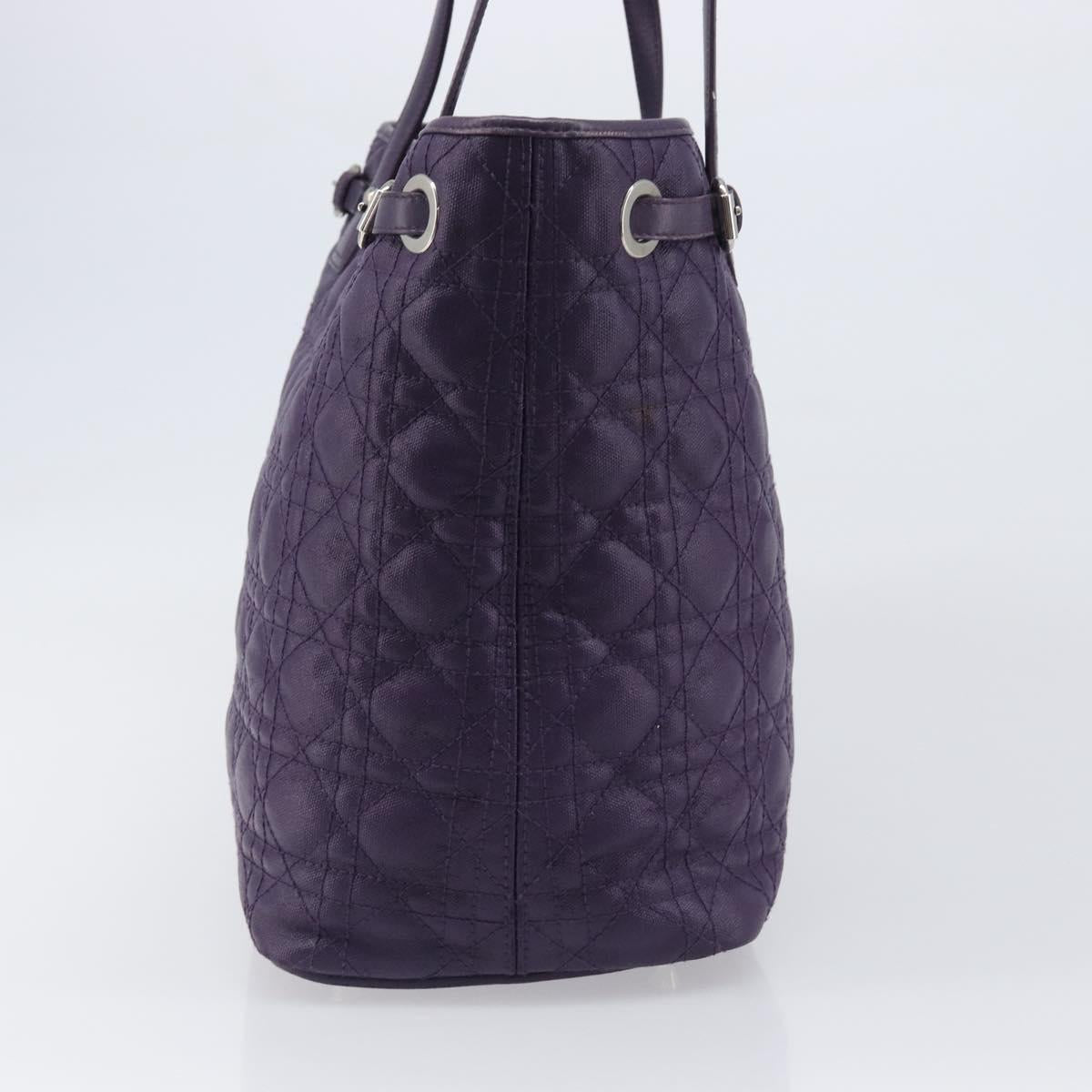 Christian Dior Canage Panarea Tote Bag Coated Canvas Purple Silver Auth 200685V