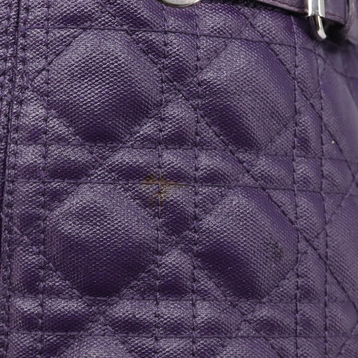 Christian Dior Canage Panarea Tote Bag Coated Canvas Purple Silver Auth 200685V
