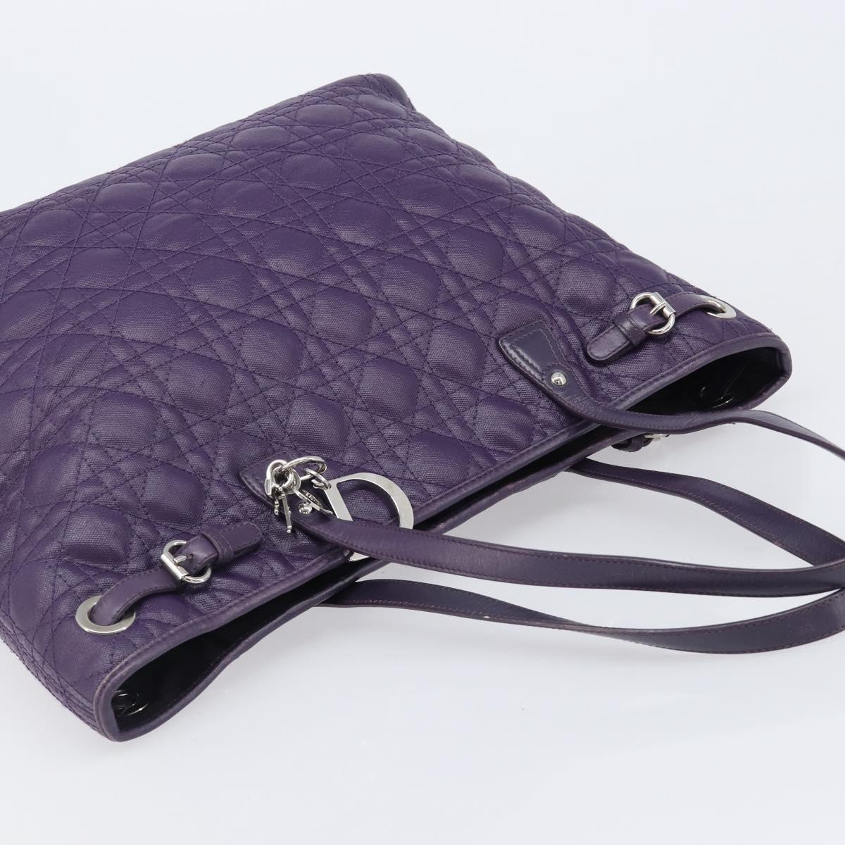 Christian Dior Canage Panarea Tote Bag Coated Canvas Purple Silver Auth 200685V