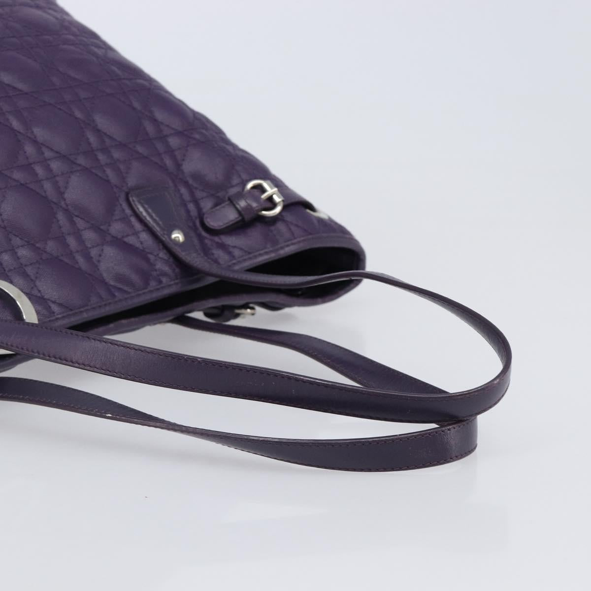 Christian Dior Canage Panarea Tote Bag Coated Canvas Purple Silver Auth 200685V