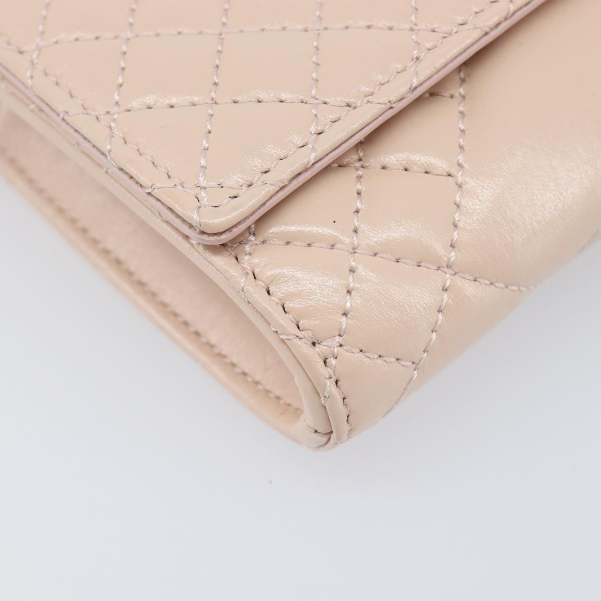 VERSACE Chain Shoulder Wallet Greca Goddess Leather Pink Gold Auth 200687V