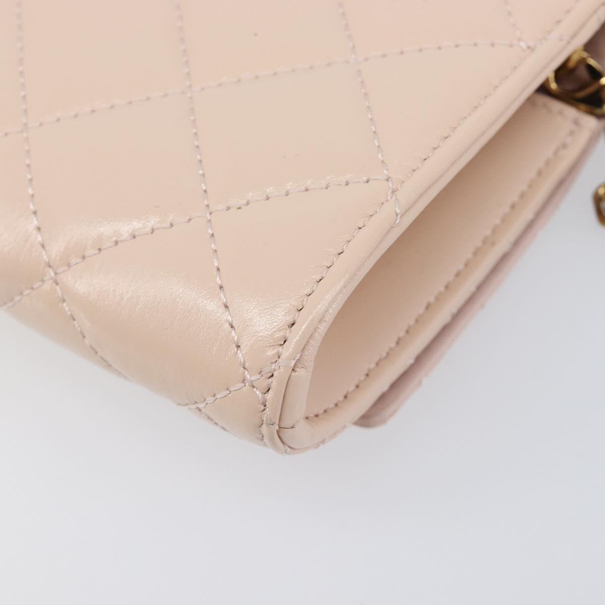 VERSACE Chain Shoulder Wallet Greca Goddess Leather Pink Gold Auth 200687V