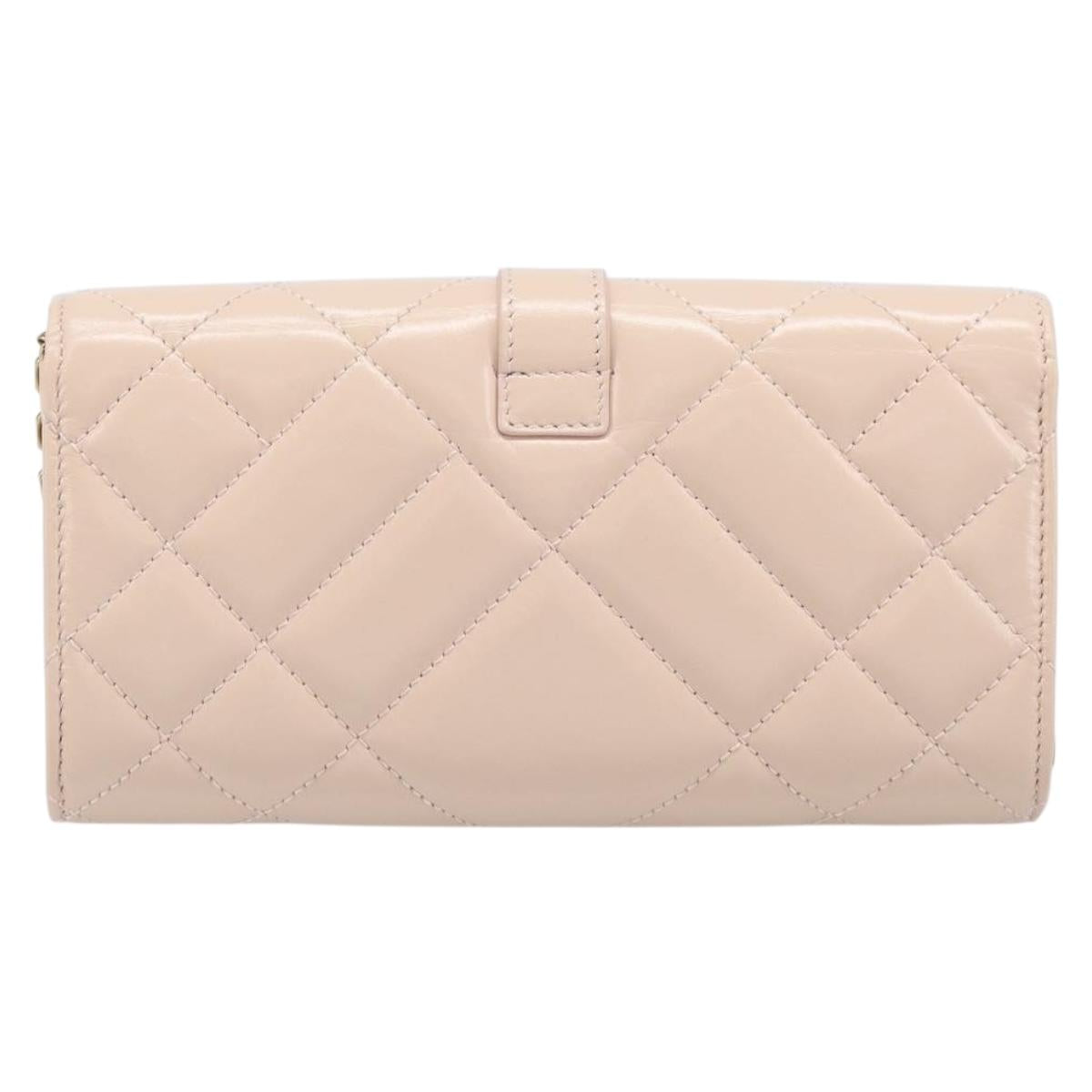 VERSACE Chain Shoulder Wallet Greca Goddess Leather Pink Gold Auth 200687V