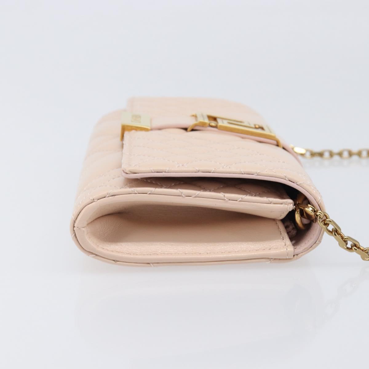 VERSACE Chain Shoulder Wallet Greca Goddess Leather Pink Gold Auth 200687V