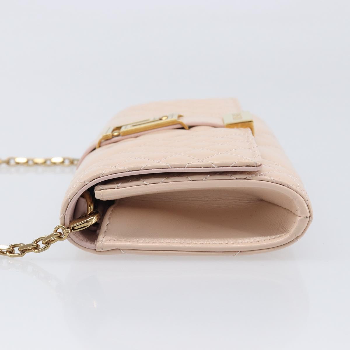 VERSACE Chain Shoulder Wallet Greca Goddess Leather Pink Gold Auth 200687V