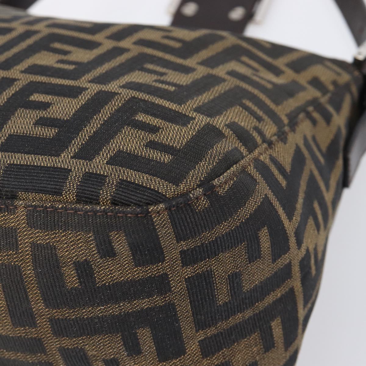 FENDI Zucca Canvas Mamma Baguette Shoulder Bag Black Brown Auth 200694V