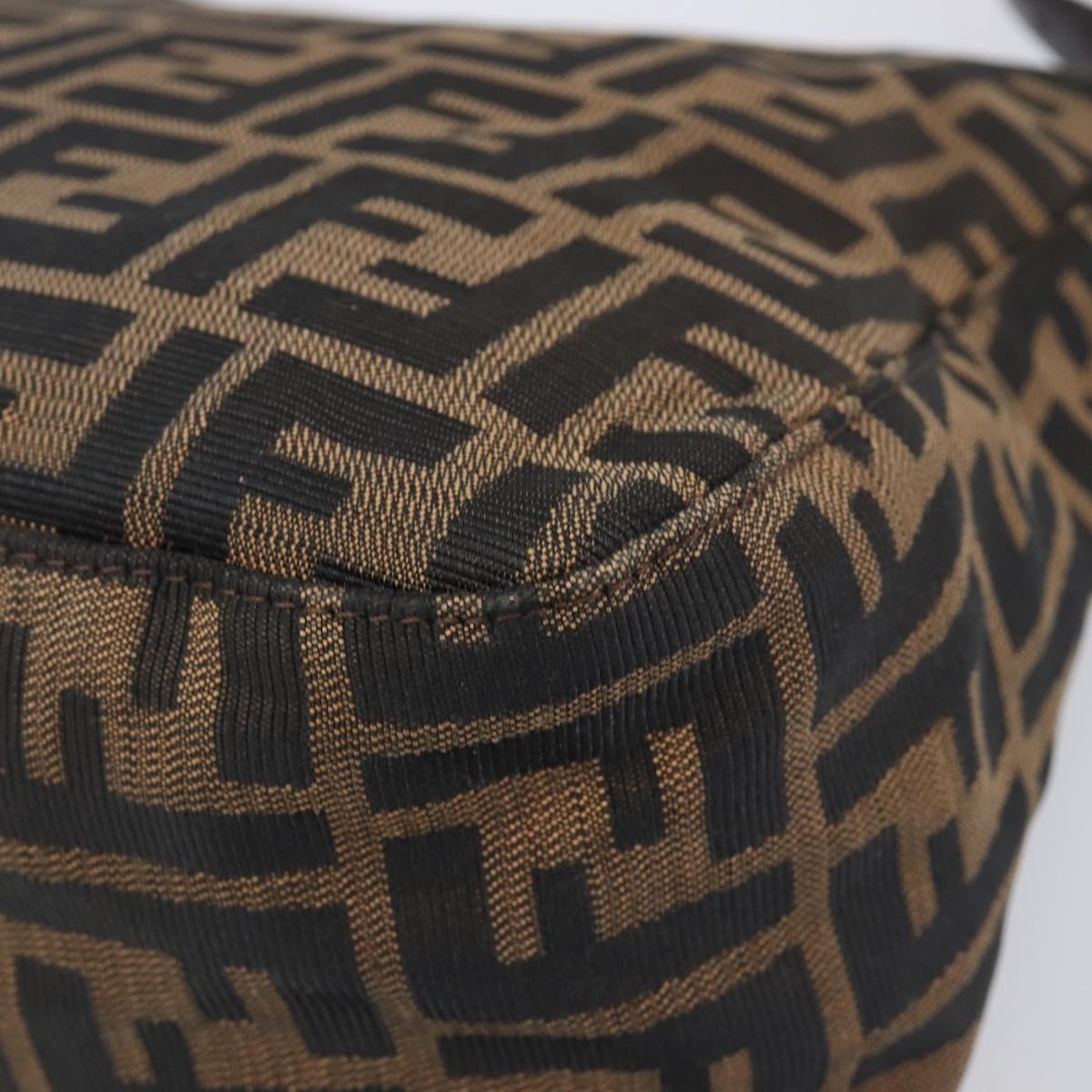 FENDI Zucca Canvas Mamma Baguette Shoulder Bag Black Brown Auth 200695V