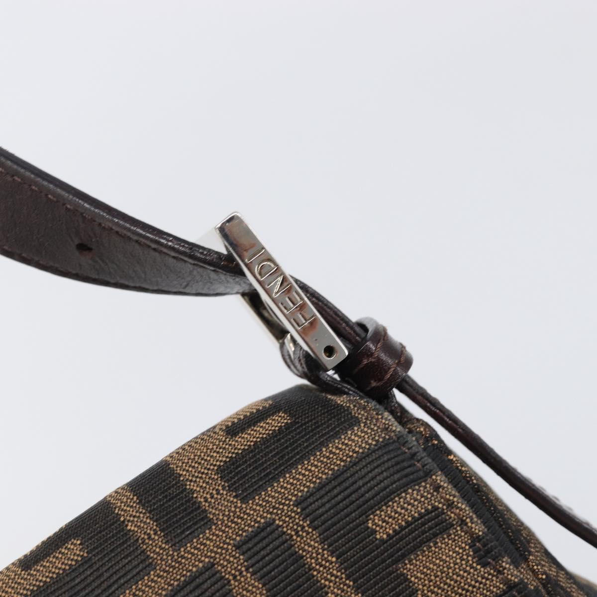 FENDI Zucca Canvas Mamma Baguette Shoulder Bag Black Brown Auth 200695V
