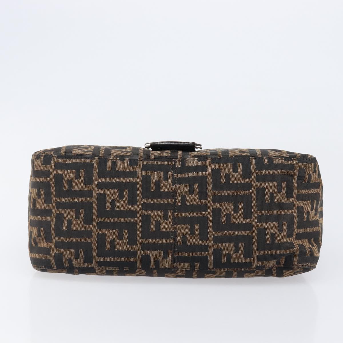 FENDI Zucca Canvas Mamma Baguette Shoulder Bag Black Brown Auth 200695V