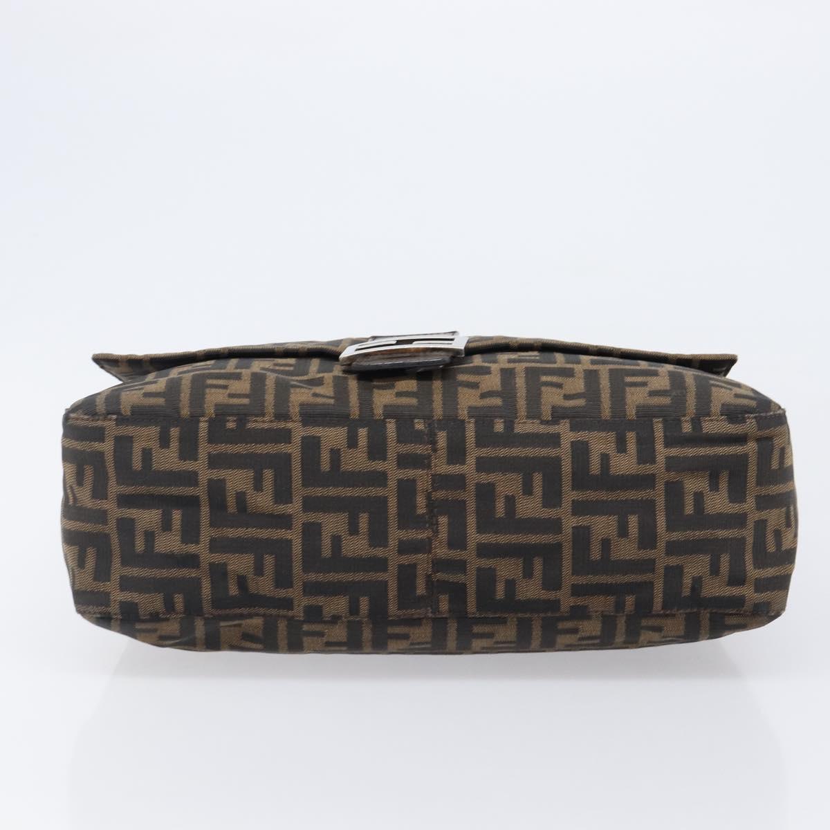 FENDI Zucca Canvas Mamma Baguette Shoulder Bag Brown Black Auth 200697A