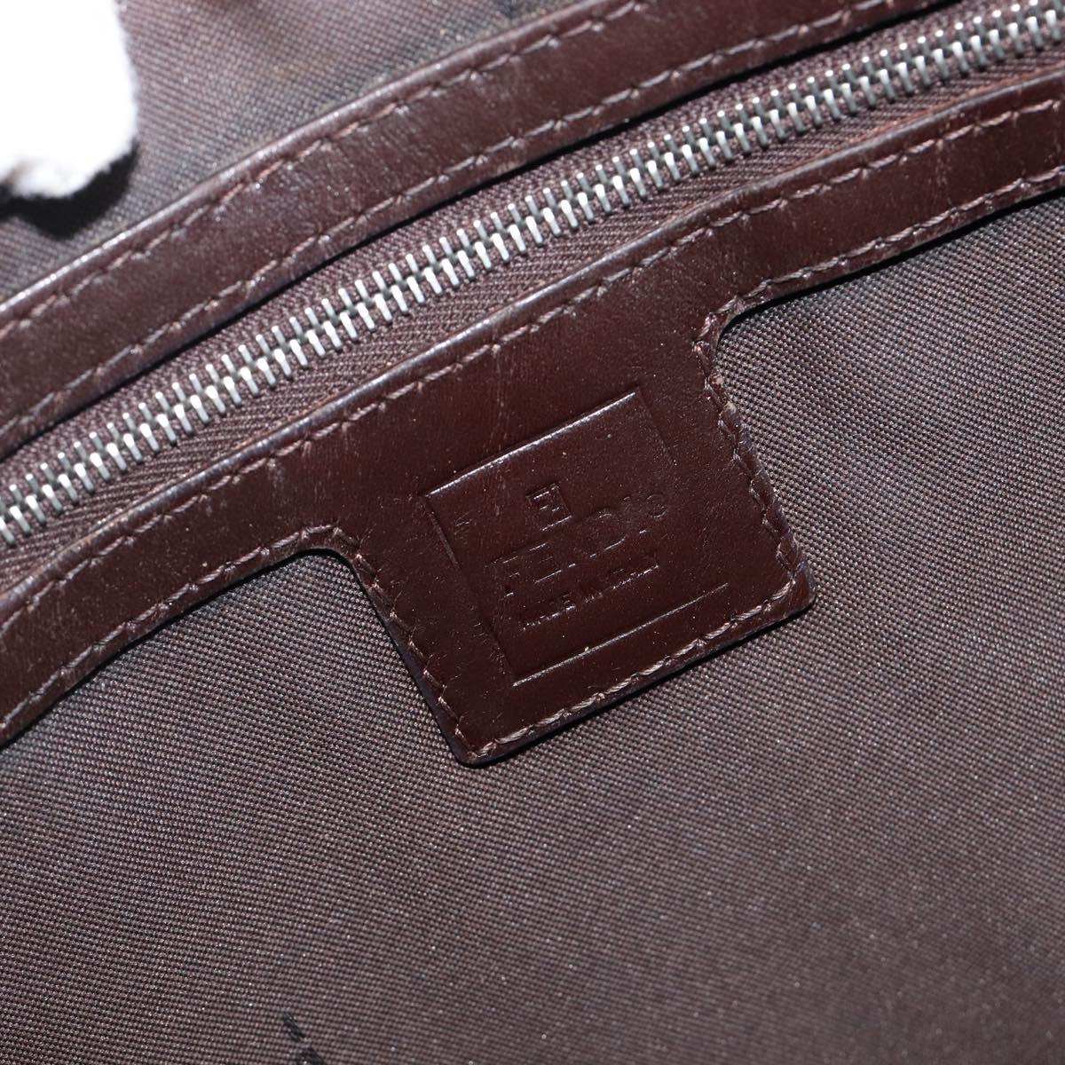 FENDI Zucca Canvas Mamma Baguette Shoulder Bag Brown Black Auth 200697A